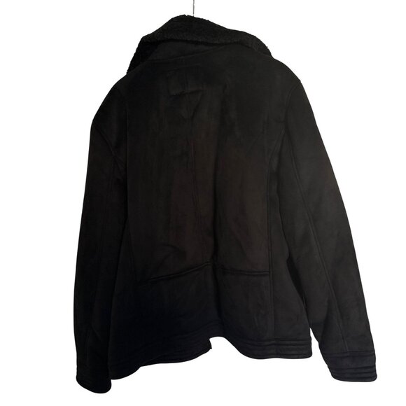 Club Room Mens XXL Black Faux Shearling-Lined Jacket With Full Zipper & Button P - Picture 2 of 7